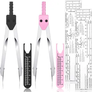 2 Pack Ekg Calipers Ekg Ruler Card Combination Set Ecg Drafting Electrocardiographs Measuring Tool for Doctors, Nurses, Medical Student(Black and Pink)