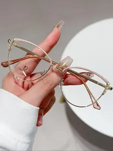 Fashionable Cat Eye Frame Eyeglasses, Vintage Metal Decor Eyeglasses for Women & Men, Fashion Eyeglasses for Work, Daily Clothing Decor, Perfect for Student Daily Use