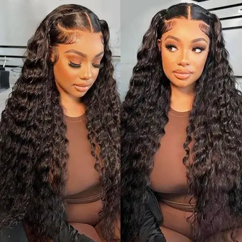【HOT】FORGIRL FOREVER 13x6 Water Wave Lace Frontal Wig 180% Density Straight Human Hair Lace Front Wig Pre plucked Deep Curly Wave Wig For Women