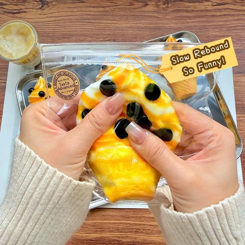 Bubble Ice Cream Taba Squishy, Handmade Creamy Soft Sticky Slow Rebound Stress Relief Fidget Toy, Food-Grade Silicone, Gift