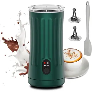 Upgraded 4-in-1 Milk Frother and Steamer, Hot and Cold Foam Maker and  Warmer with Temperature Control & Auto Shut-Off,  for Coffee, Latte, Cappuccino, Matcha(Green)