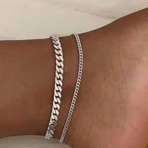 Stainless Steel Cuban Link Anklet Beach Chain for Women Fashionable and Durable Anklet Jewelry