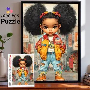 Street Style Girl 1000 Pieces Jigsaw Puzzle Trendy Urban Art for Adults Stress Relief Brain Challenge Fun Family Activity Gift Idea Wall Decor 27.5x20inch Eco-Friendly Crafts