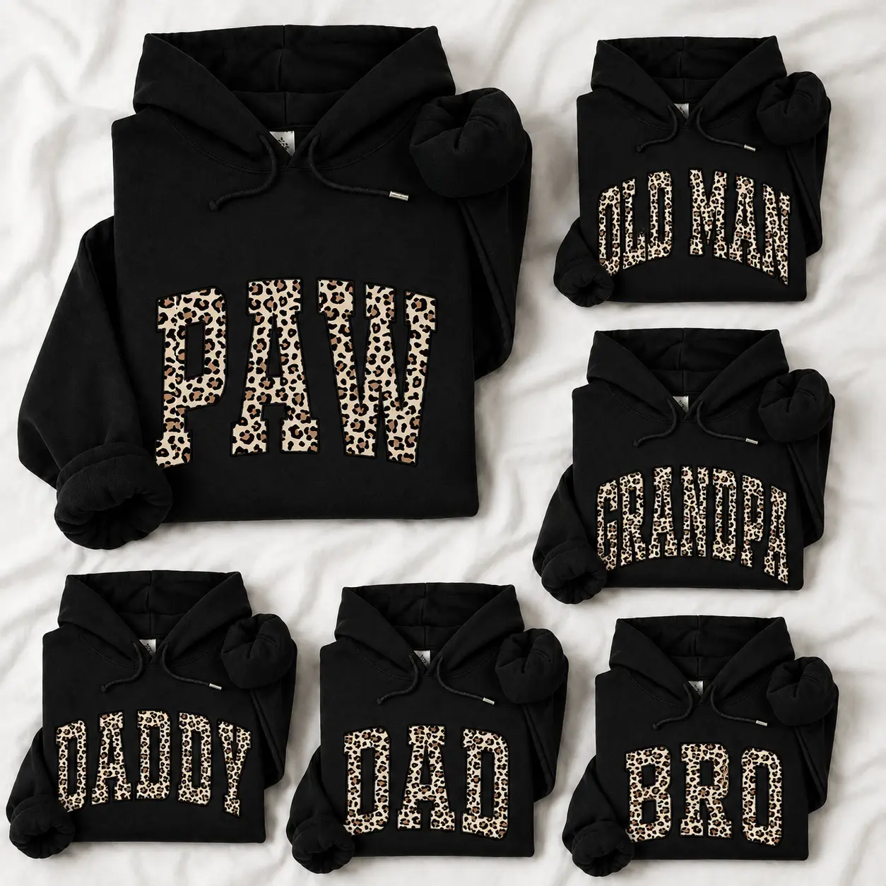 CUSTOM Family Leopard Print Hoodie, Personalized Paw Old Man Grandpa Daddy Dad Bro Hoodie, Custom Family Title Sweatshirt, Father Grandpa Gift, Trendy Family Pullover, Gift for Him -Tiffany Graphic Tee