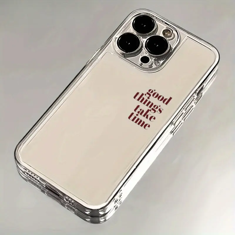 "Inspirational 'Good Things Take Time' Quote Print Phone Case for iPhone 17/16/15/14/13/12/11 Pro Max & Standard, Military Grade Drop Protection, Shockproof Bumper Edges, Crystal Transparent Hard Back with Soft TPU Frame, Motivational Daily Reminder", Acc