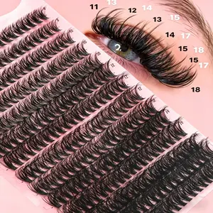 Enron Diary 40P D Curl Cluster Lashes, 8-18mm Mixed Length Fluffy Volume Individual Lash Clusters, Lightweight Comfortable Reusable DIY Eyelash Extensions for Daily & Party Makeup