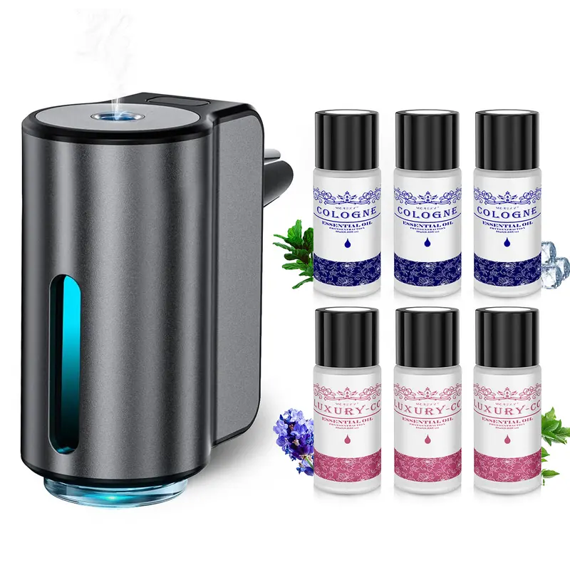 Rechargeable Smart Sensing Air Freshener Diffuser - 6-Piece Reusable Set with Natural Essential Oils, Humidify & Scent Functions, 3 Adjustable Levels, Atomizer, Odor Remover, Car Accessories, Home Fragrance Accessory, Interior Gift