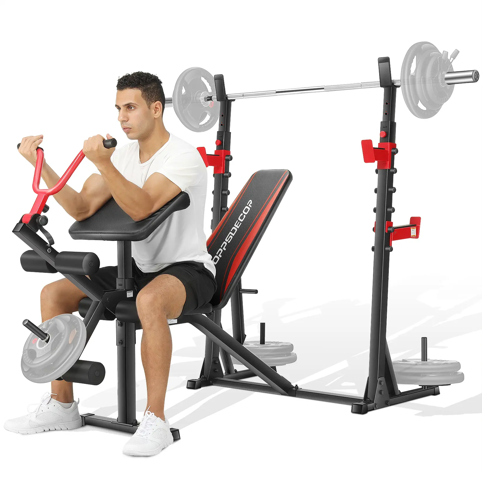 OPPSDECOR 900LBS Weight Bench Set with Squat Rack, Leg Extension & Foldable Bench Press, Dumbbell-Compatible Home Gym Equipment for Home Workouts,outdoorfun,SummerWins, Workout Machine, Whole Body Workout,father'sdaygifts