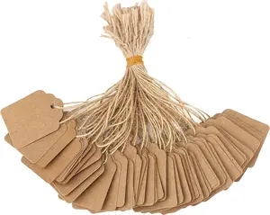 Blank Tags  500Pcs with String, Brown Price Tag 1.8x1.4Inch Kraft Paper Hangingtag Small Business