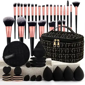 Makeup Brush Set with Retractable Brushes 47 pics Beige Eyeshadow Flawless Gift Glitter Cosmetic