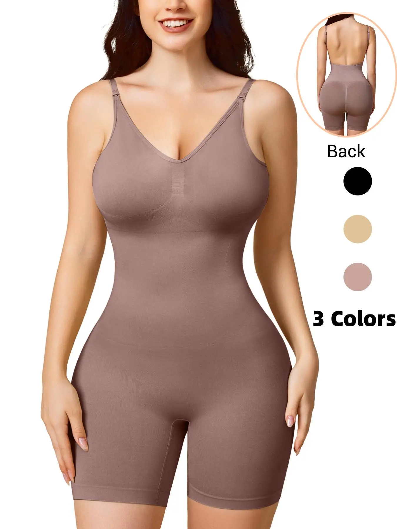 Women's Backless Fajas Cami Shapewear Romper, Adjustable Strap Tummy Control Shapewear Bodysuit, Summer Shapewear Clothing, Highwaist Girdle