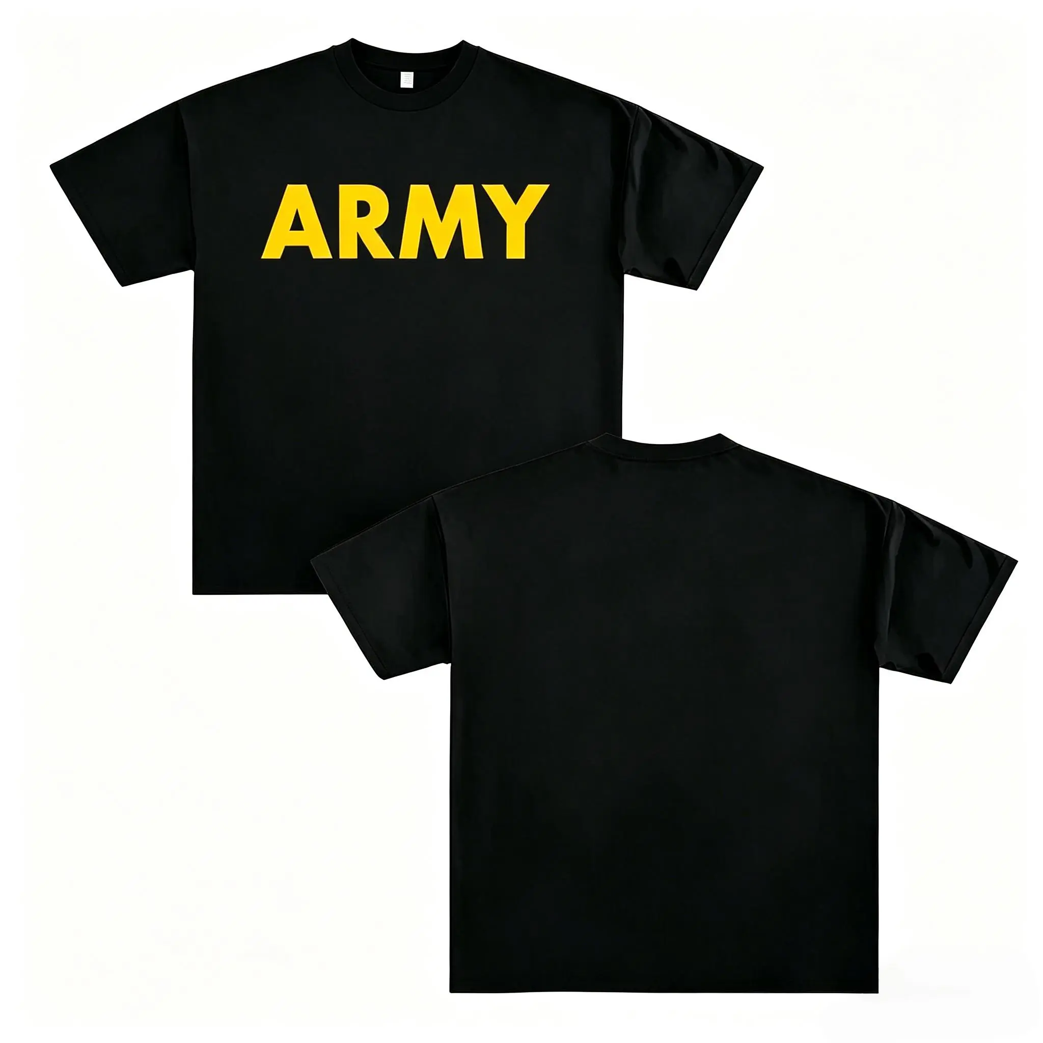 Outdoor military casual black T-shirt with gold print short sleeve Military equipment clothes