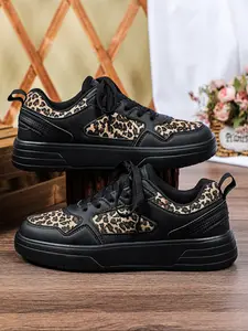 Men's Fashion Leopard Print Casual Sneakers, Lightweight Breathable Low Top Skate Shoes, Perfect for Parties, Gifts, Travel, Work, Daily Wear