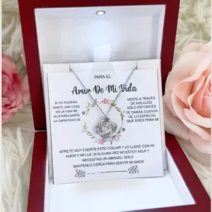 PARA EL AMOR DE MI VIDA - Necklace Message Card, Spanish - te amare por siempre - Gift For Her - Gift For Wife From Husband