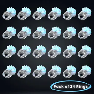 LED Light Up Jelly Flashing Bumpy Rings - Pack of 24