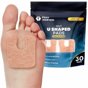 U-Shaped Callus Pads, 1/4" Thick, Flesh Colored, Pack of 30 with Adhesive Backing
