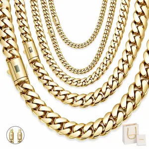 Unisex Long Stainless Steel Cuban Chain Link Necklaces - Waterproof, Hypoallergenic, Fade-Resistant - Ideal for Hip Hop Parties, Daily Wear - Elegant All-Season Gift with Gift Box