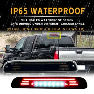 Smoked LED Third Brake Light for Chevy Silverado & GMC Sierra 2007-2013 – High Mount Stop & Cargo Light, Red & White LED, Plug & Play Waterproof OEM Fit