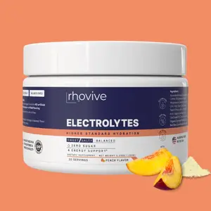 Rhovive Electrolyte Powder Peach Flavor - 2,310mg Electrolytes, Zero Sugar, Non-GMO, Keto Friendly, 30 Servings, Clean Hydration, No Artificial Fillers
