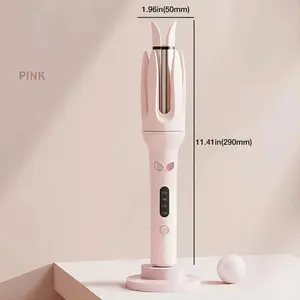 Auto Rotating Curling Iron, 28 mm Large Barrel Hair Curler, Professional Ceramic Curling Wand with Negative Ion Hair Care, Fast Heating, Anti-Scald, Tangle-Free, 4 Adjustable Heat Settings, LCD Display, Dual Voltage Hair Styler for Women—Home and Travel