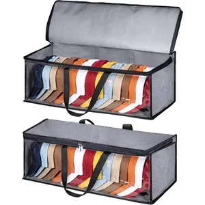 2 count Wide Hat Storage for Baseball Caps Organizer with 2 Sturdy Handles Hat Racks Holder Grey Capbox Stackable for  Travel