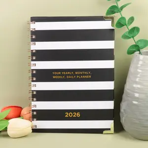 2026 Monthly Planner Calendar, January to December, Thick Paper, Elastic Cover, Durable Spiral Binding, Storage Pocket, Gift for Book Lovers