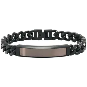 James Michael Men's Black IP Stainless Steel ID Bracelet