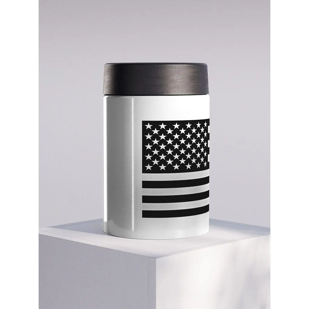 Monochrome American Flag Stainless Steel Koozie
