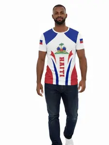 Haitian Flag Graphic T-Shirt | Unisex Red Blue Cultural Tee
