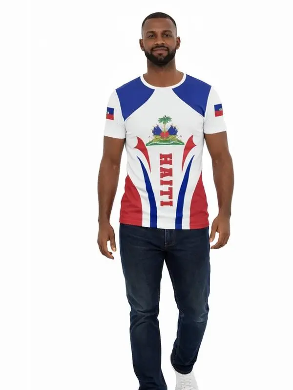 Haitian Flag Graphic T-Shirt | Unisex Red Blue Cultural Tee