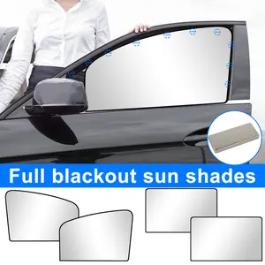 4Pack Magnetic Car Window Shades,Universal Fit Full Blackout Curtains,Travel & Camp Privacy Cover,Foldable Windshield Sunshade for Most Vehicles