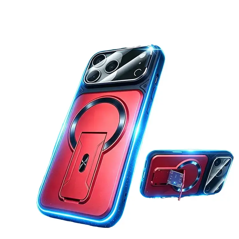 iPhone Protector Case - Invisible Kickstand, Camera Guard, Shockproof Slim Fit, Thin Frame | Compatible with iPhone 17,16,15,14,13 Pro Max,13,12 Pro,12,11 | Futuristic Mobile Phone Accessories