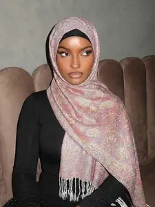 Boho Style Beach Vacation Shawl, All-Season Paisley Pattern Scarf, Women's Elegant Modest Fashion Accessory, Daily Wear