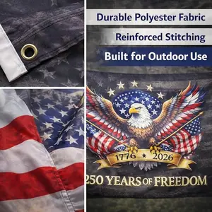 USA 250th Anniversary Flag 3x5 FT, Single Layer Lightweight Outdoor Patriotic Flag, Fade Resistant American Independence Day 1776–2026 Flag