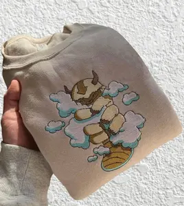 Appa Avatar Yip Yip Embroidered Unisex Cotton Sweatshirt And Hoodie Free and Fast Shipping