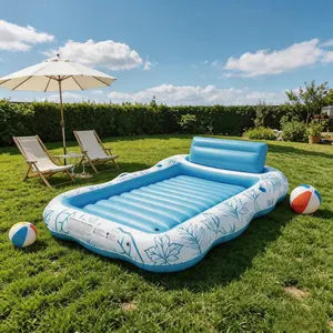 Inflatable XXL 86"x63" Outdoor Tanning Swimming Pool - Thick Durable PVC, Backrest, Cup Holders, Adult Blow-Up Lounger Float, Ideal for Garden Backyard Summer Water Party, Home Improvement & Garden Supplies