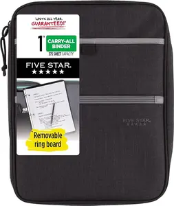 Zipper Binder, 1 Inch 3-Ring Binder, Carry-All with Internal Pockets and Dividers, 375 Total Sheet Capacity, Heathered Black/Gray (29092IT8)