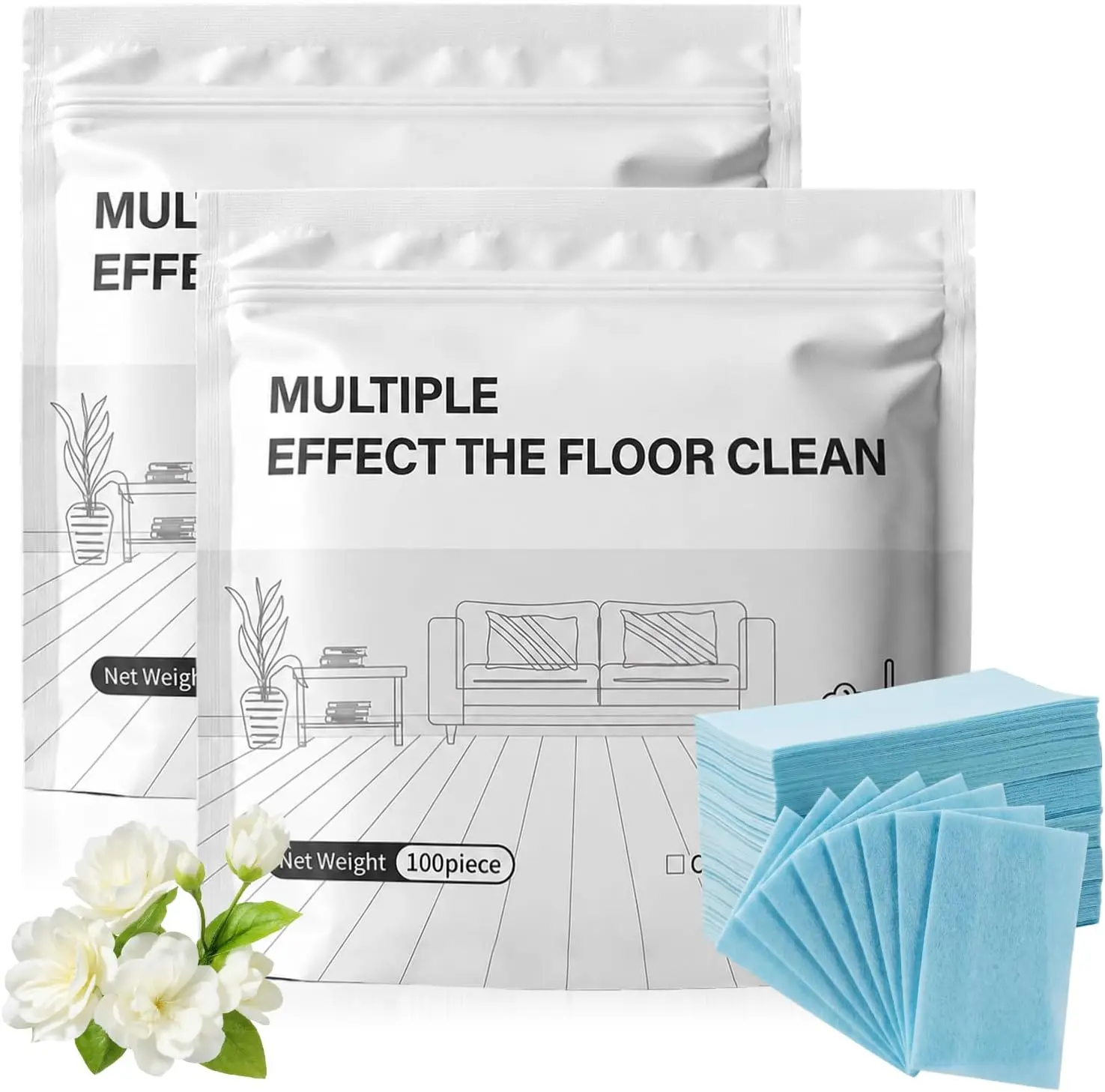 "【MocaniUS】100 Count Floor Cleaning Tablets - No More Sticky Chemical Residue, Dissolvable Mop Sheets Refill Pads for Hardwood, Tile, Laminate, Vinyl, Pet Friendly Household Deep Clean "