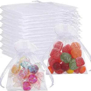 100pcs Organza Bags 4x5.9in Drawstring Baggies Small Mesh Jewelry Pouches Party Favor Goodie Bags for Wedding Tulle Gifts