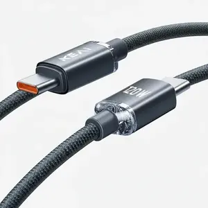 Keai Type-C Fast Charging Cable Bundle, Dual Charging Cable, 2pcs Nylon Braided PD Cables in Black and Dusty Blue, 1.5m & 2m Lengths, 120W 6A Compatible with Smartphones