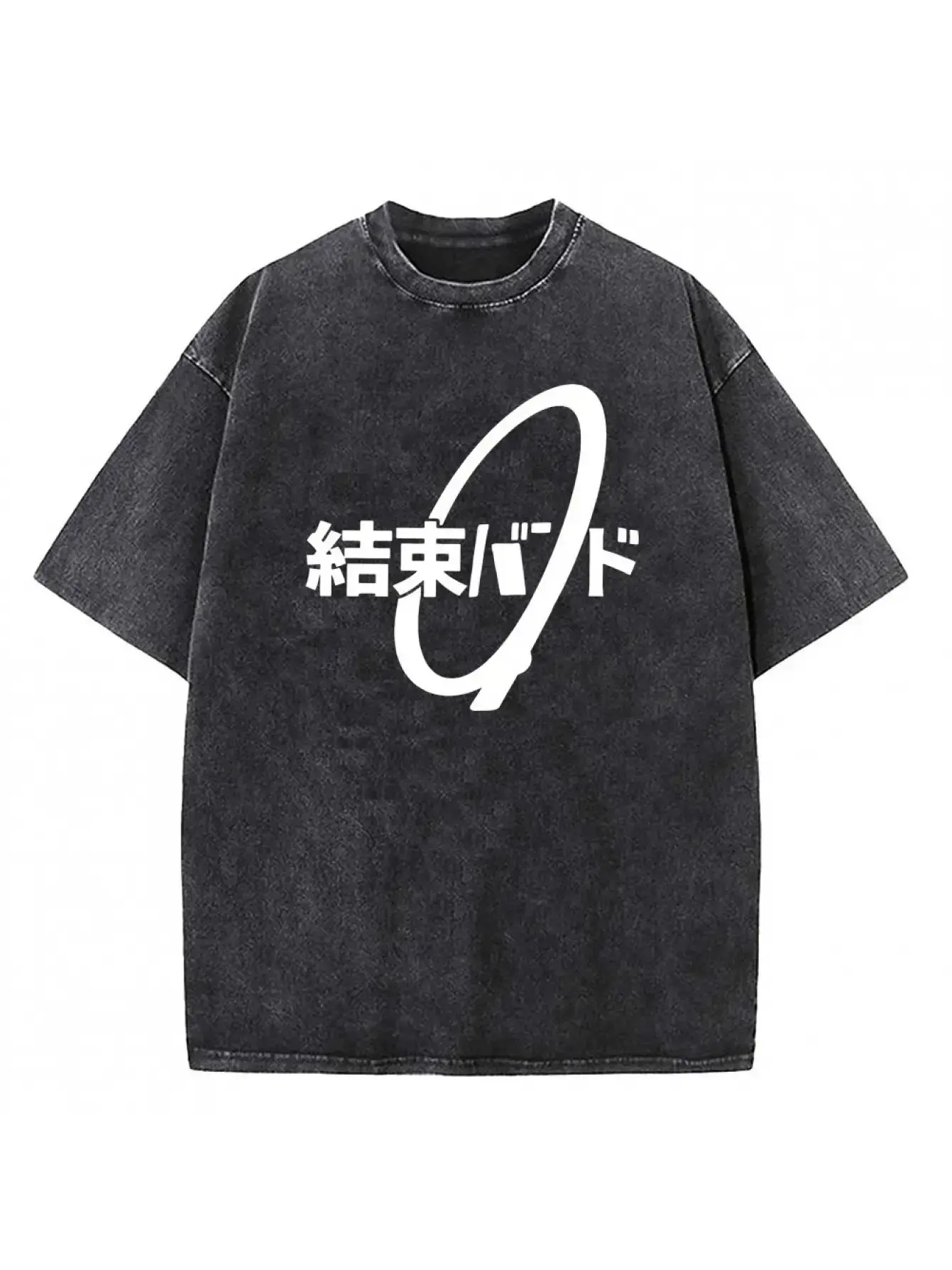 Bocchi the Rock Kessoku Band Anime Graphic Tee, Vintage Acid Wash Tee, Anime OOTD show Japanese J-Rock Logo Front Print Top, Y2K Grunge Harajuku Hip Hop Streetwear T-Shirt for Men Women