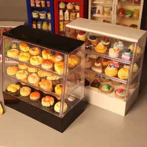 Miniature Toy Cake Dessert Display Cabinet, Mini Food Dollhouse Scene Model, Desktop Decoration, Cute Mini Models, Realistic Food Replicas, Play Kitchen Accessories, Miniature Cooking Set