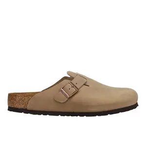 BIRKENSTOCK Mens Boston Soft Footbed Oiled Leather Clogs Casual - Beige