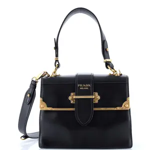 Pre-owned PRADA Leather Shoulder Bags Cahier Convertible Shoulder Bag City Calf and Saffiano Medium by Rebag
