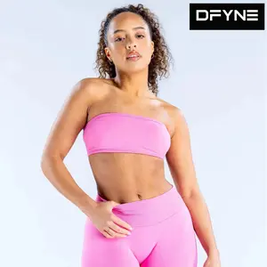 DFYNE Impact Backless Bandeau Top – Seamless Quick-Dry Strapless Gym Tube Top for Women