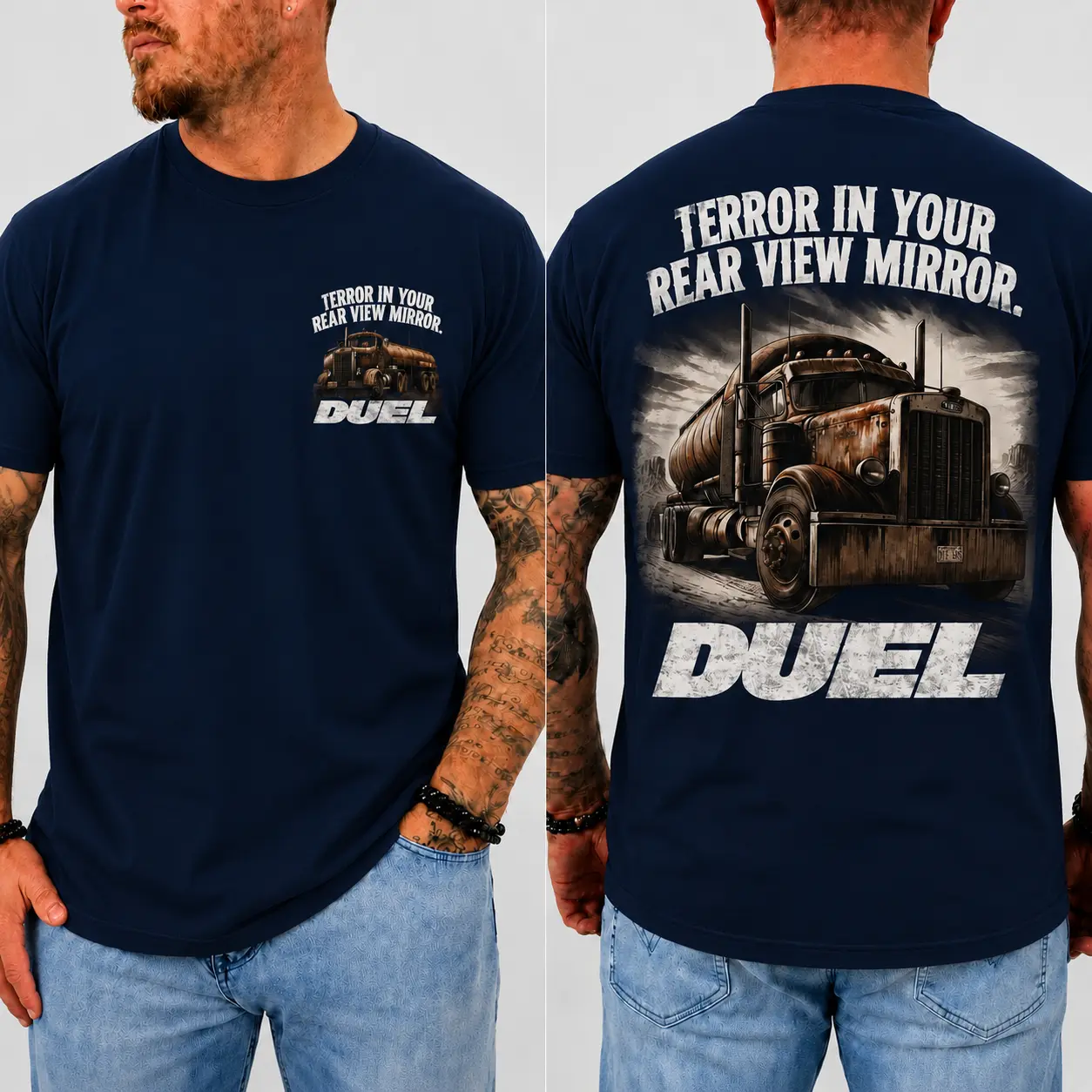 Vintage Duel 1971 Truck T-shirt | Retro Peterbilt Tanker Print T-shirt | Classic Truck T-shirt for Truck Drivers and Movie Lovers.