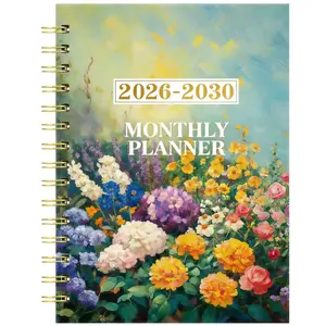 2026-2030 Monthly Planner/Calendar, Spiral Bound Planner, 5-Year Monthly Planner, Colorful Floral Cover Notebook, Annual Calendar Planning, Monthly Tabs, 60-Month Calendar, 5.5 x 8.3 Inches, 71 Sheets/142 Pages Thick Paper, Elastic Cover