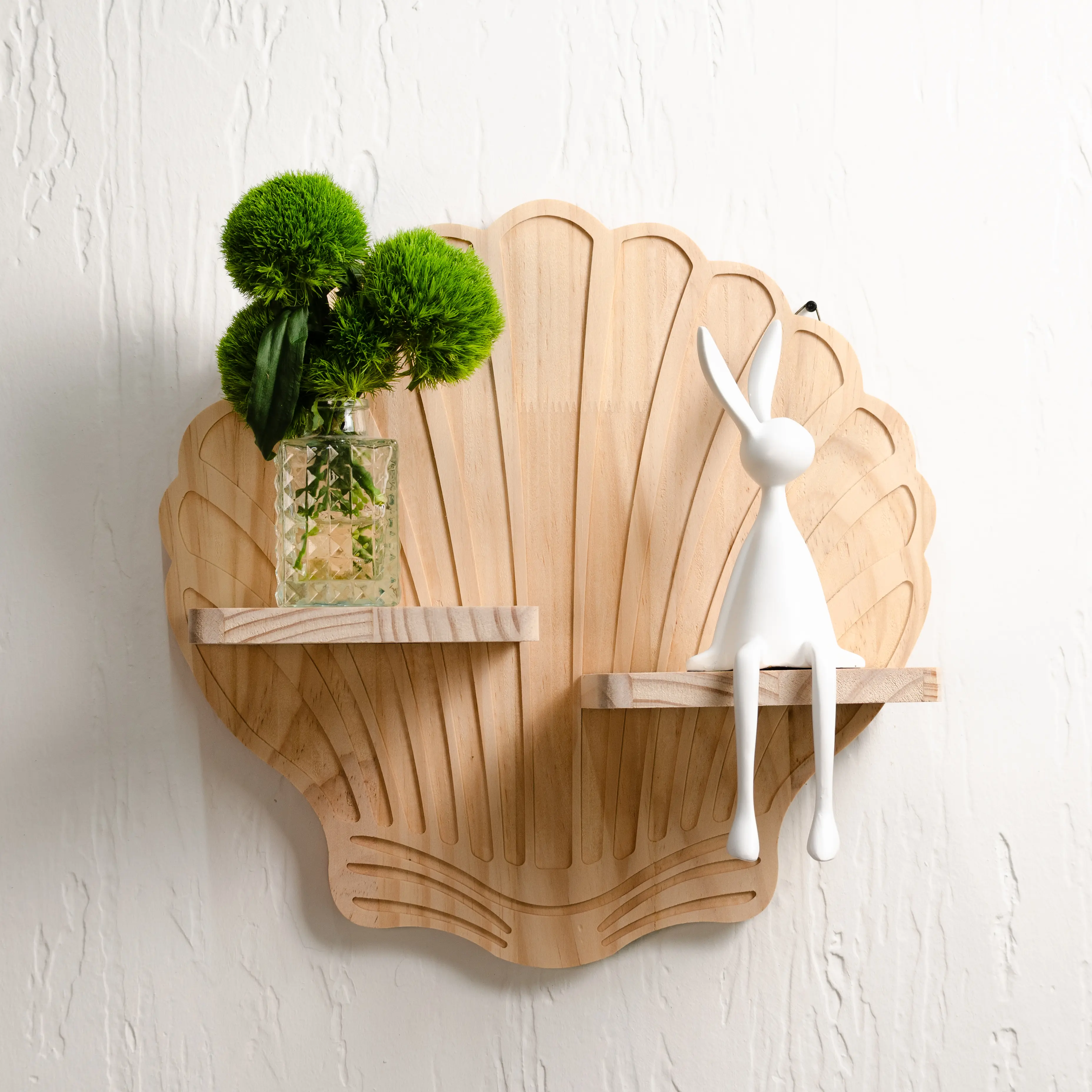 Yilybuy Coastal Seashell Wooden Floating Shelf - Lightweight, Durable Wall Mount Shelf for Bathroom, Nursery Beach Decoration