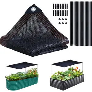 Garden Shade Cloth Kit for Raised Beds, 78.7"x39.4" Garden Shade Cloth for Plant Heat Protection, 85% Plant Sun Shade Cloth with Poles Raised Garden Bed Sunshade Cover for Outdoor Plants Vegetables