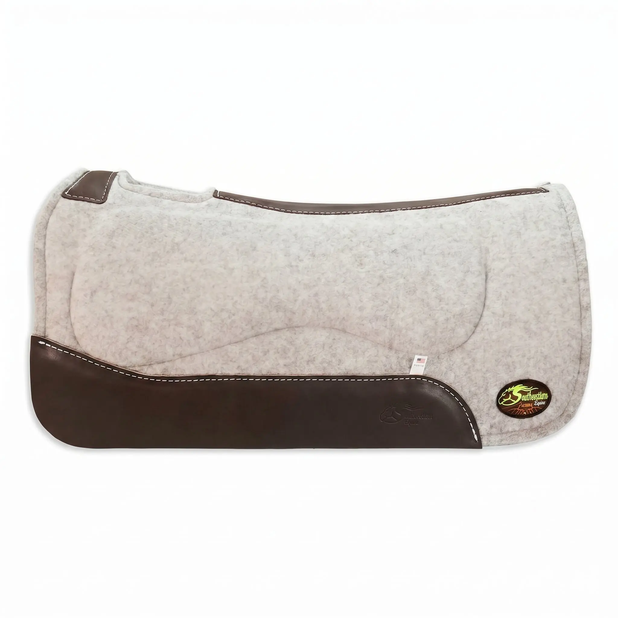 Contoured Wool Western Saddle Pad - 31x32 Black, Lightweight and Flexible, Cream Fleece Bottom, Poron Inserts for Saddle Stability & Spine Relief, Special Contouring, Treeless Fit, for Barrel Racing & Trail Riding
